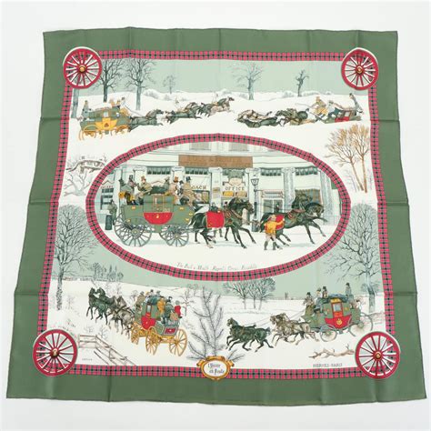 hermes l'hiver en poste scarf|Hermes Silk Scarf L'Hiver en Poste .